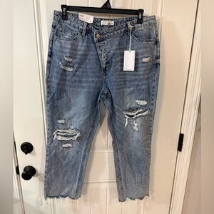 VERVET BY FLYING MONKEY Light Blue Distressed Boyfriend Jeans size 32